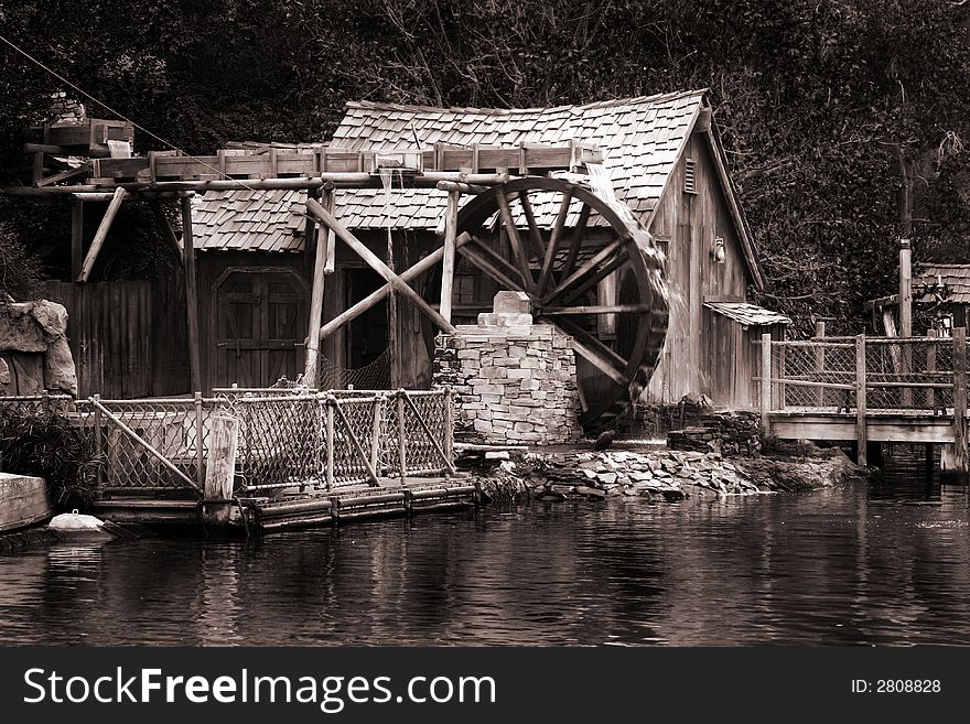 Old house in front of the lake