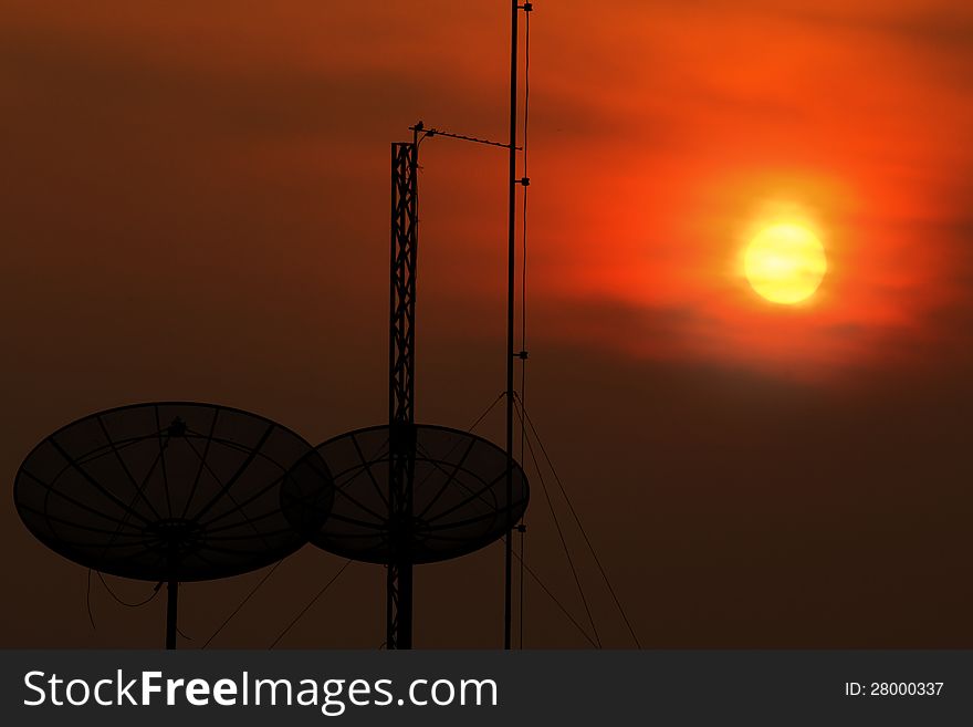 Satellite Dish Sky Sunset