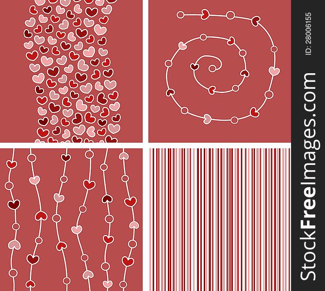 Set of heart backgrounds and decor elements