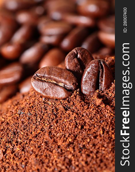 Closeup of coffee beans background