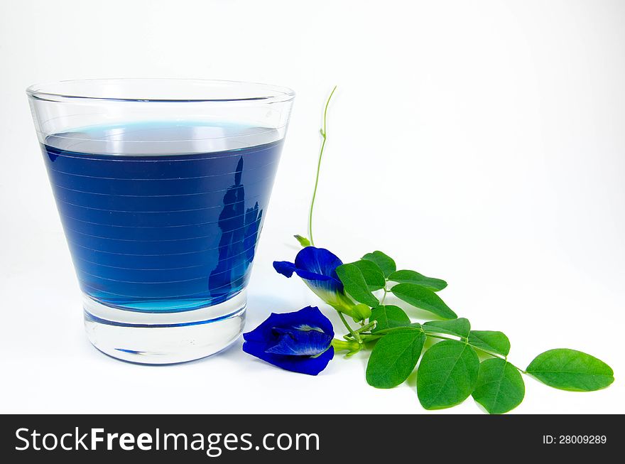 Asian pigeonwings and blue juice  on white background