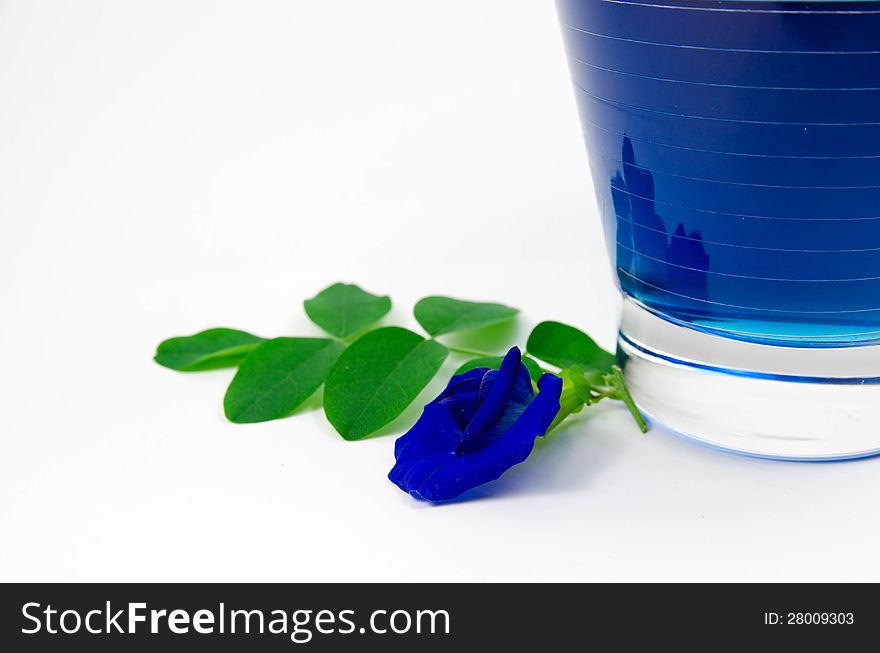 Asian pigeonwings and blue juice on white background