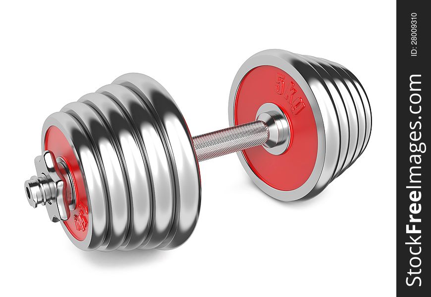Two Iron Dumbbells Isolated on White Background. 3d. Two Iron Dumbbells Isolated on White Background. 3d