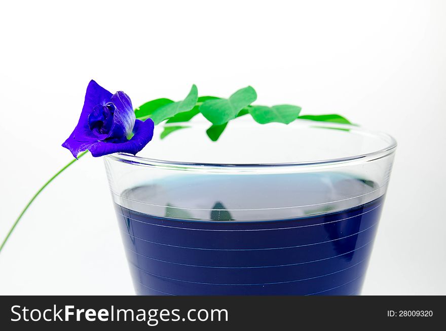 Asian pigeonwings and blue juice  on white background