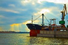 Cargo Ship In The Port Stock Photos Cargo Ship In The Port Stock Photos