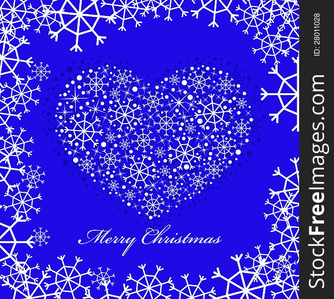 Blue Christmas Background With Heart