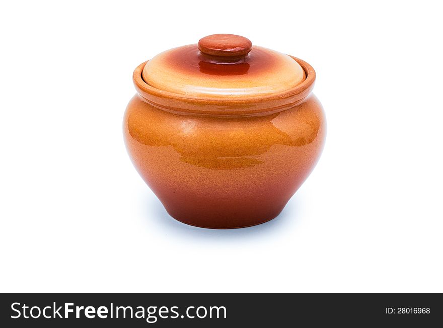 Ceramic pot  on white background