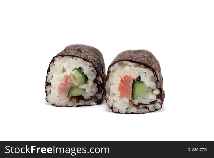 Two sushi on a white background