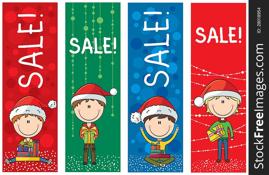 Collection of cute Christmas sale banners