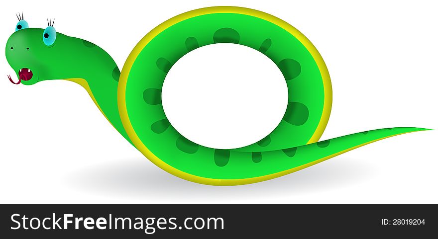 Funny Green Snake Showing Letter O By Tail