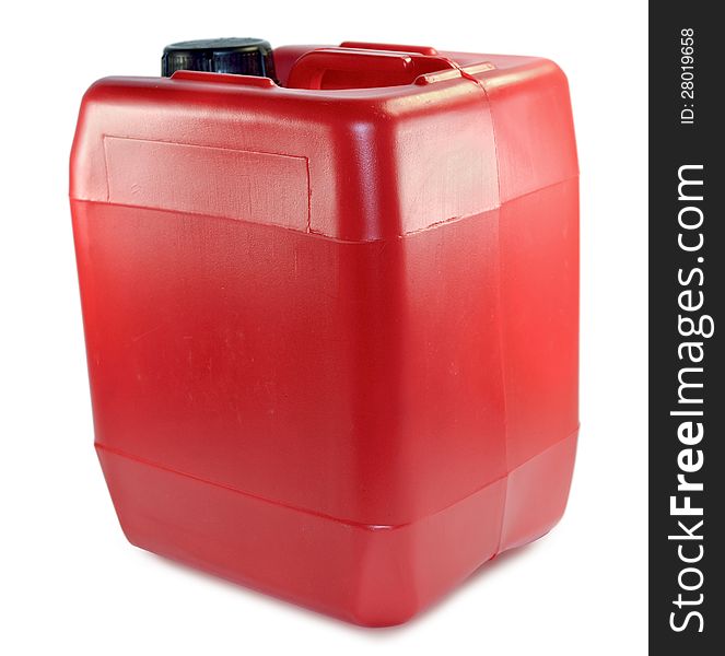 Red jerrycan on white background