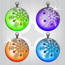 Four Colorful Ball Series With Snow Motive Stock Photos