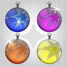 Four Ball Decoration With Star Motive Stock Photo