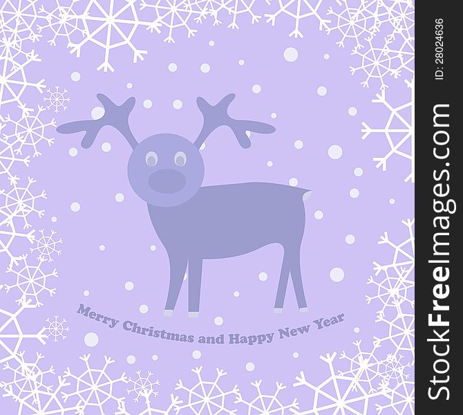 Vector christmas card with deer