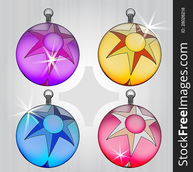 Four Colorful Ball Pack With Star Motive