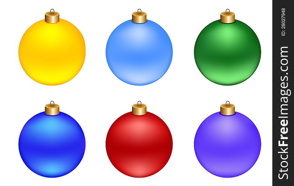 Set of Christmas decorations balls, isolated on white