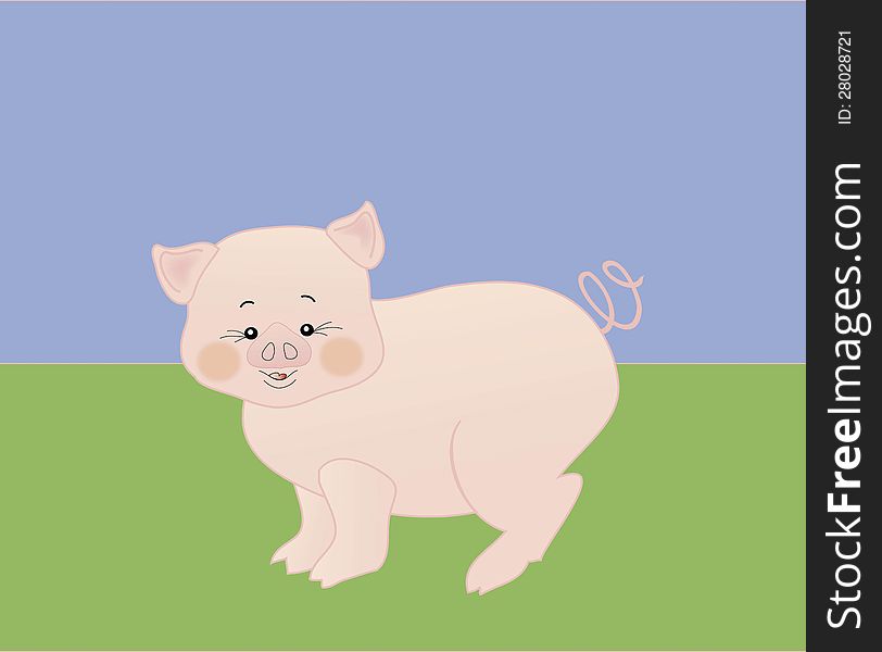 Vector cartoon image of little pink pretty piglet. Vector cartoon image of little pink pretty piglet