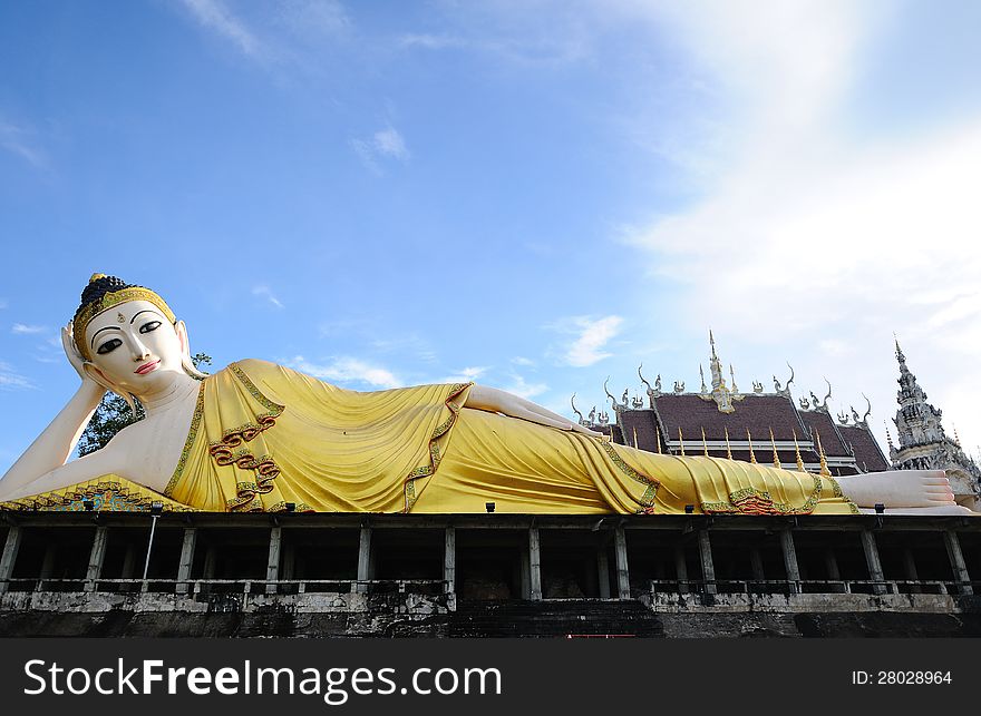 Sleeping buddha image in thailand
