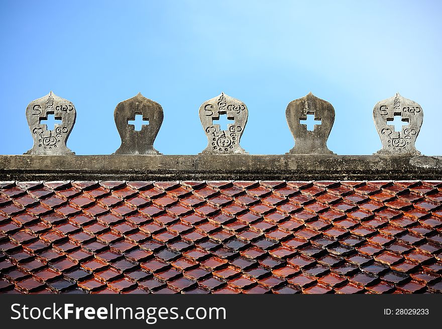 Buddhist style roof in thailand. Buddhist style roof in thailand