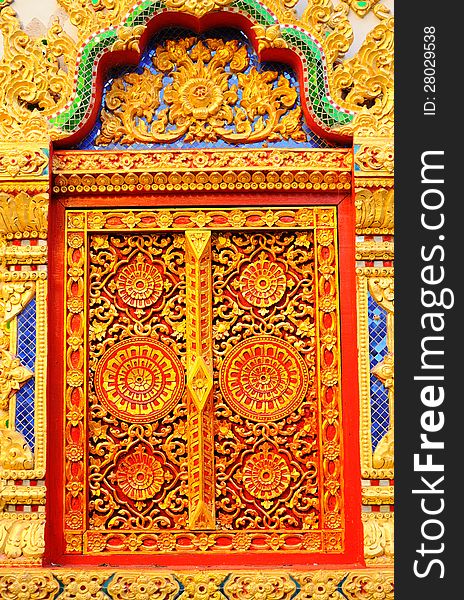 Colorful asia style carve door, thailand. Colorful asia style carve door, thailand