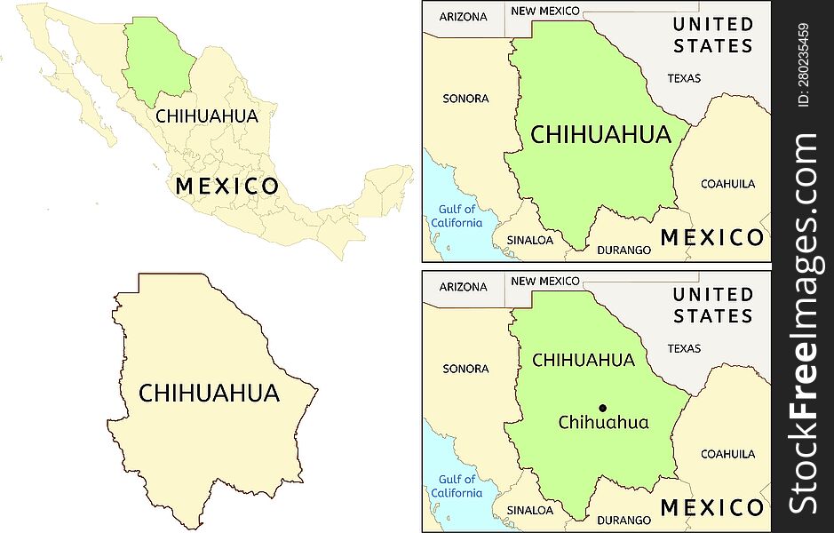 Chihuahua state location on map of Mexico