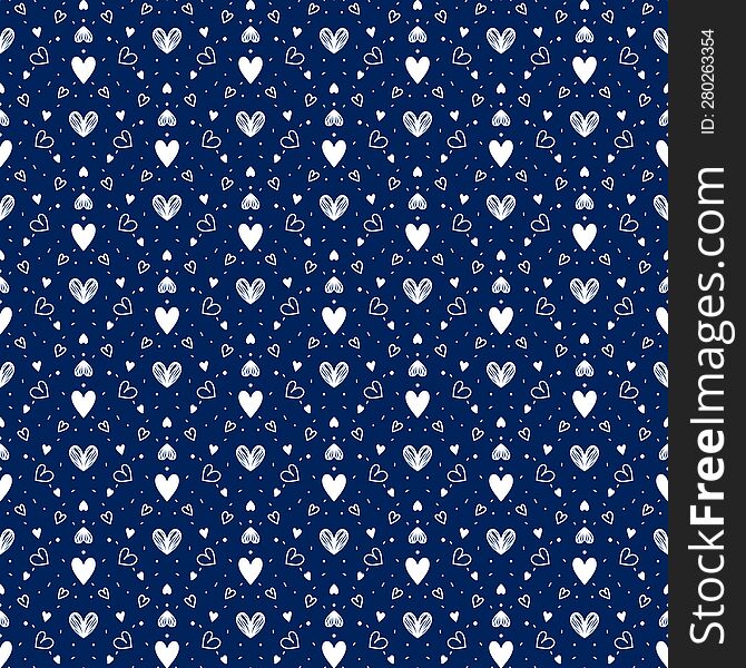 Cute doodle heart pattern seamless background