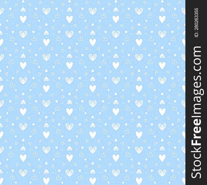 Cute doodle heart pattern seamless background