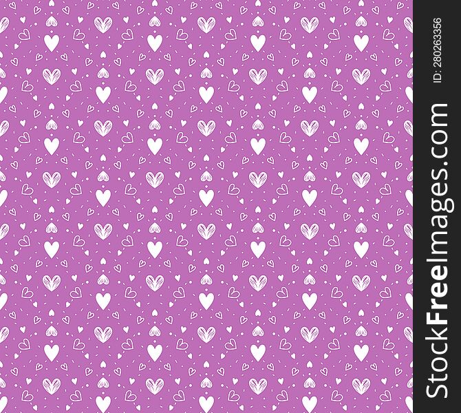 Cute doodle heart pattern seamless background