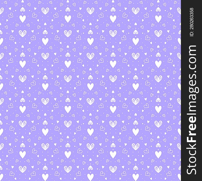 Cute Doodle Heart Pattern Seamless Background