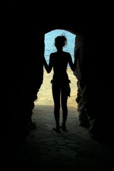 Woman In Silhouette Stock Photography