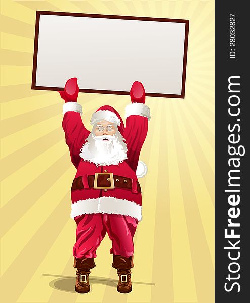 Santa Claus on yellow background from beams