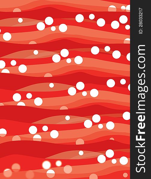 An illustration of an abstract red and white background with wave and bubbles effect. An illustration of an abstract red and white background with wave and bubbles effect