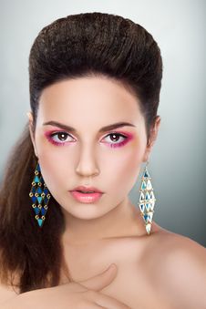 Woman Looking - Bright Make-up, Fresh Young Face Stock Image Woman Looking - Bright Make-up, Fresh Young Face Stock Image