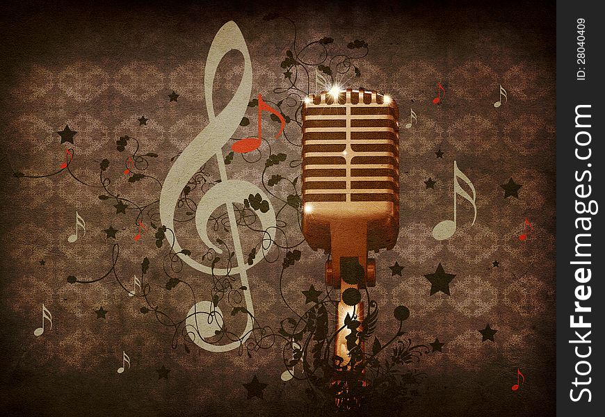Illustration of abstract grunge retro musical background with microphone. Illustration of abstract grunge retro musical background with microphone.