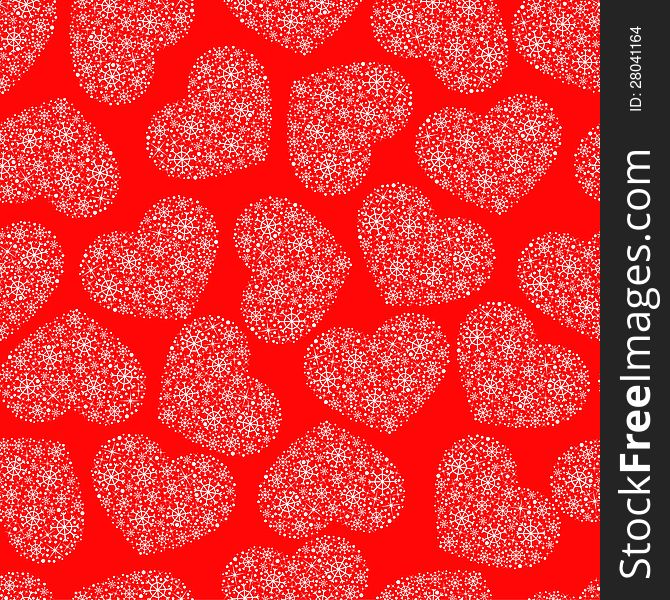 Red Seamless Pattern With Hearts