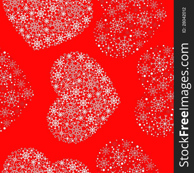 Vector red seamless pattern with hearts