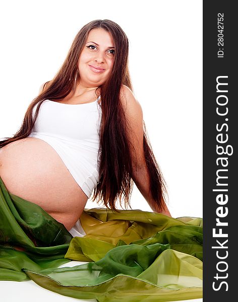 A Pregnant Girl In A Green Veil