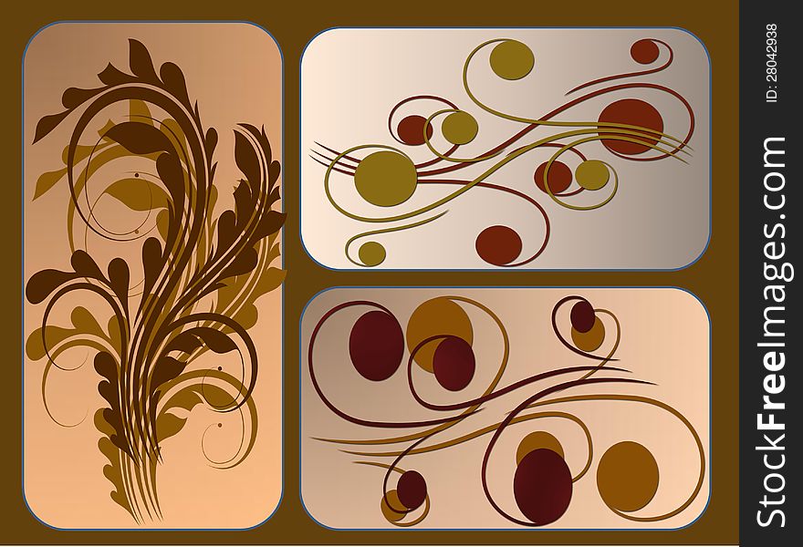 Vector floral designs on light brown background