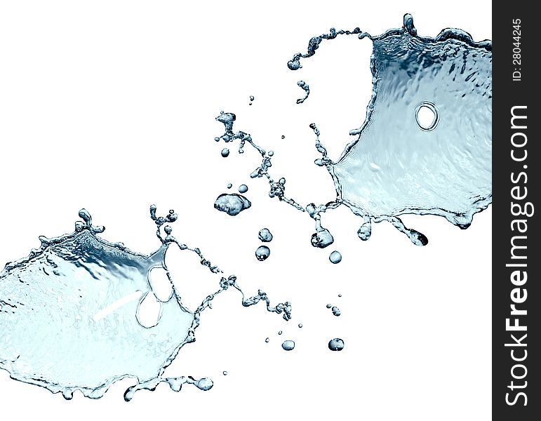 Abstract blue splashing water on white background. Abstract blue splashing water on white background