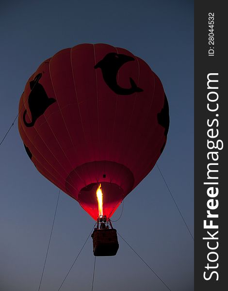 Air balloon in the evening sky