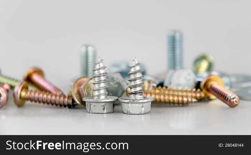 Screws are photographed close-up