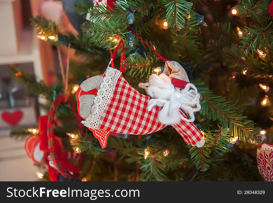 Background of Christmas tree with decoration