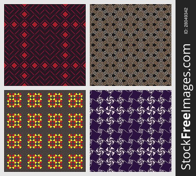 Abstract Seamless Patterns Set. Fully editable vector shapes and elements.