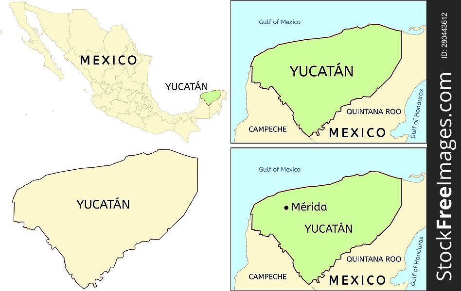 Yucat�n & x28 Yucatan& x29  state location on map of Mexico