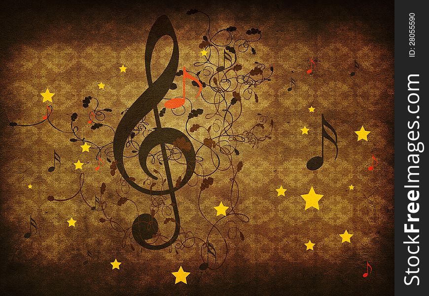Illustration of abstract grunge retro musical background with floral. Illustration of abstract grunge retro musical background with floral.