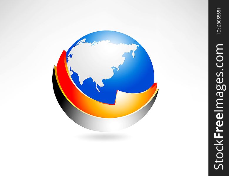 Illustration global business icons background