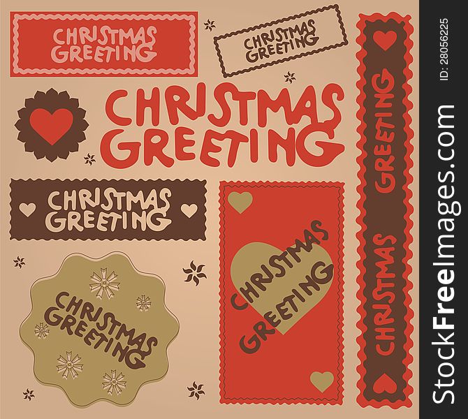 Christmas greeting gift decor vector illustration. Christmas greeting gift decor vector illustration
