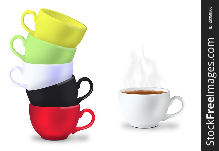 Many color cups for tea time. Many color cups for tea time