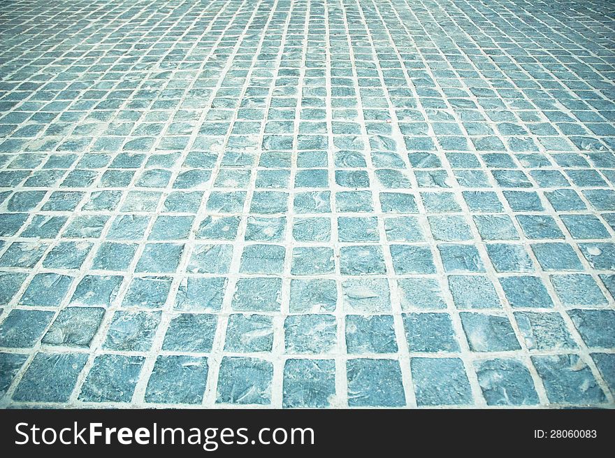 Blue tiles cement on ground