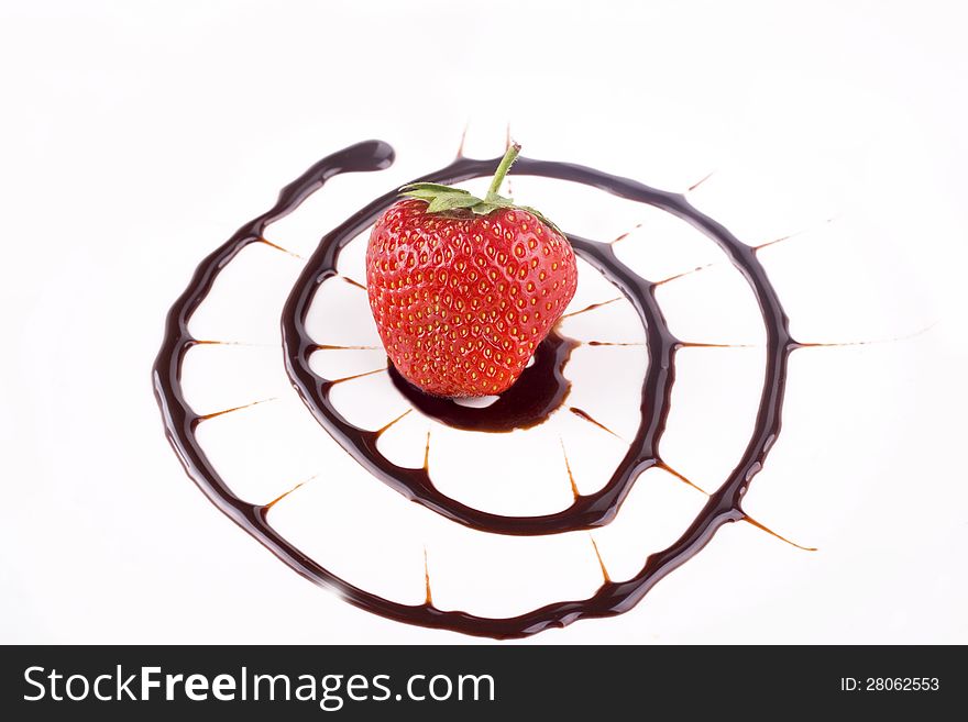 Fresh strawberries with chocolate sauce-dessert